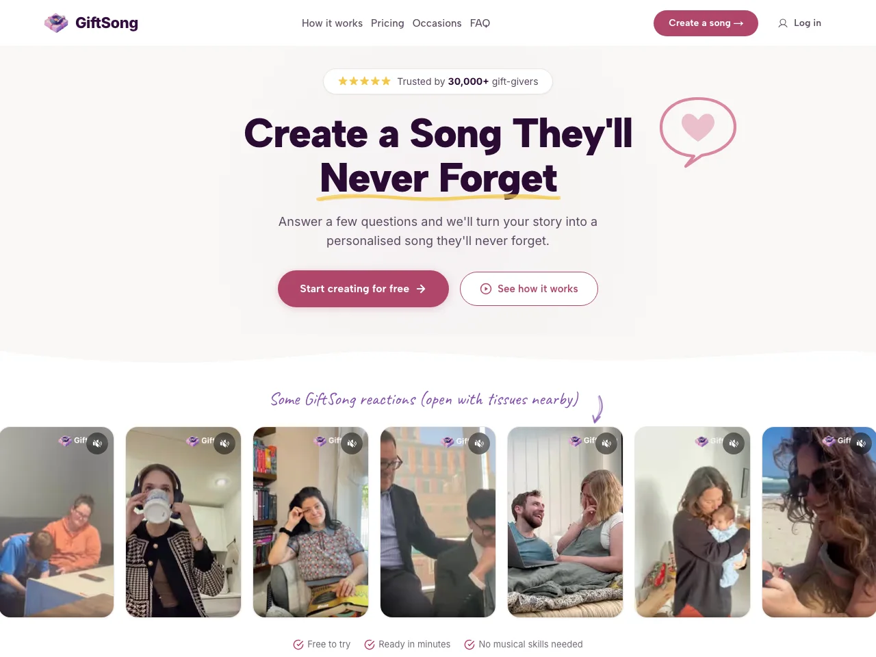 GiftSong website screenshot